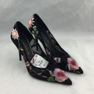 NWT Zara Trafaluc Mesh Floral Heels